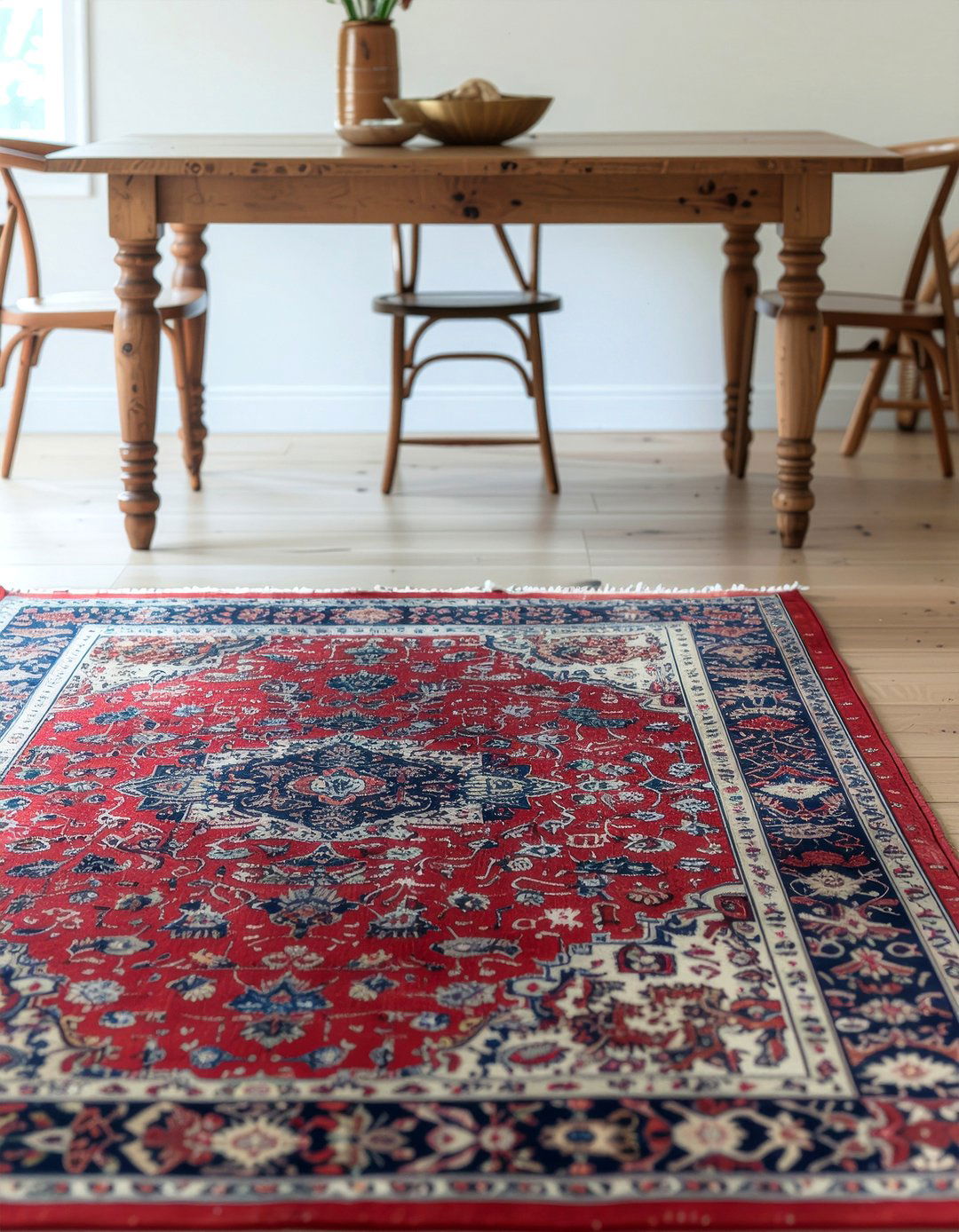 Vintage Persian Rug Placement - 30 rustic chic dining room ideas