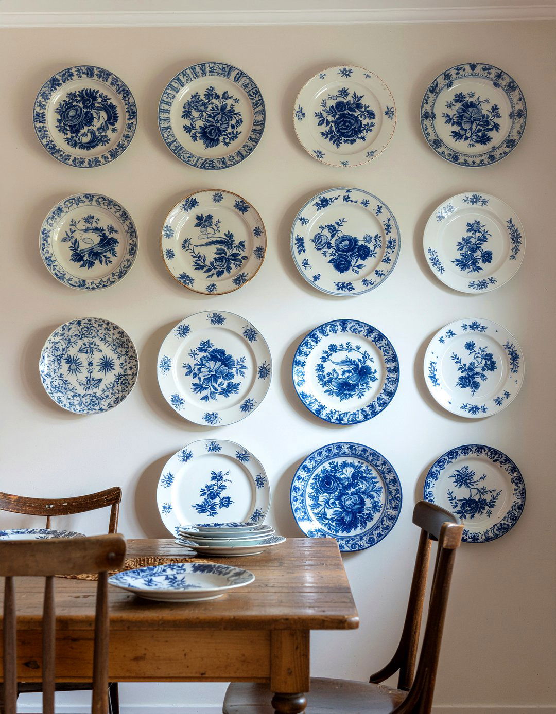 Vintage Plate Wall - 30 country dining room ideas