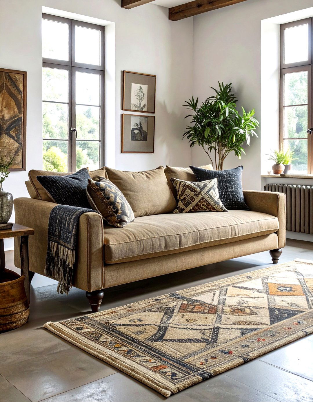 Vintage Reclaimed Fabric Slipcover - 30 living room slipcovered sofa ideas