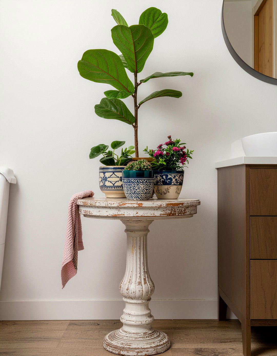 Vintage Side Table - 30 bathroom planter ideas
