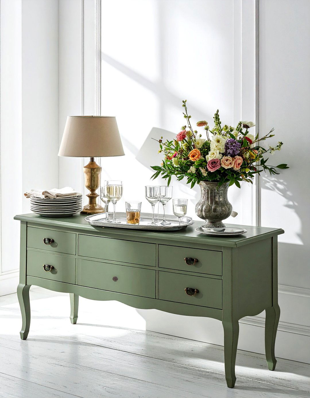 Vintage Sideboard Drink Setup - 30 dining room drink station ideas