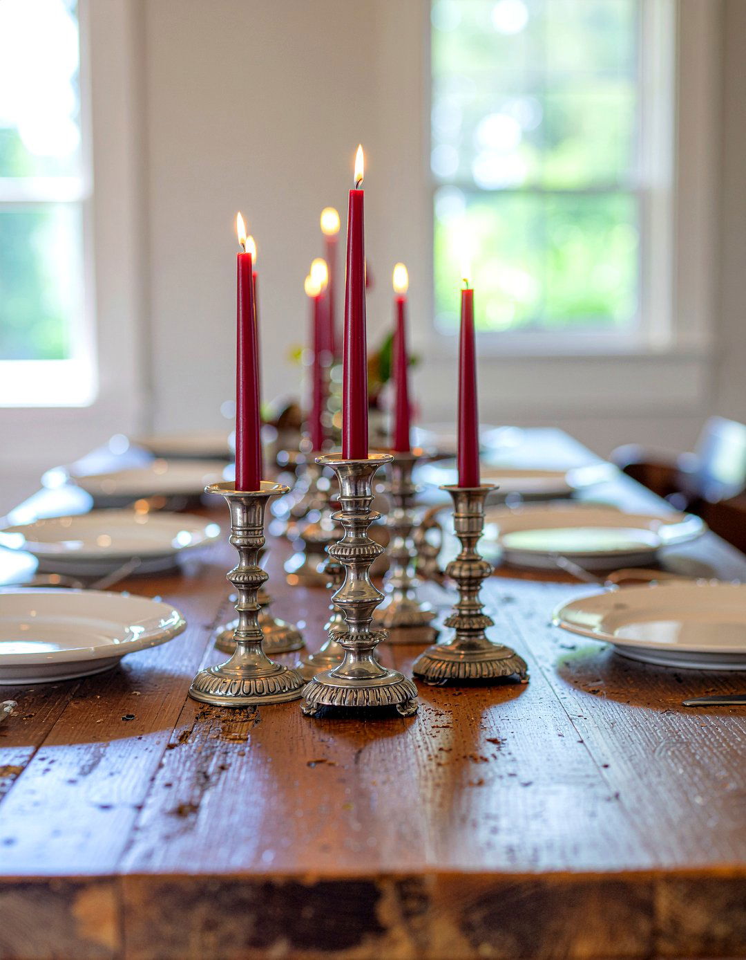 Vintage Silver Candlestick - 30 candle centerpiece dining ideas