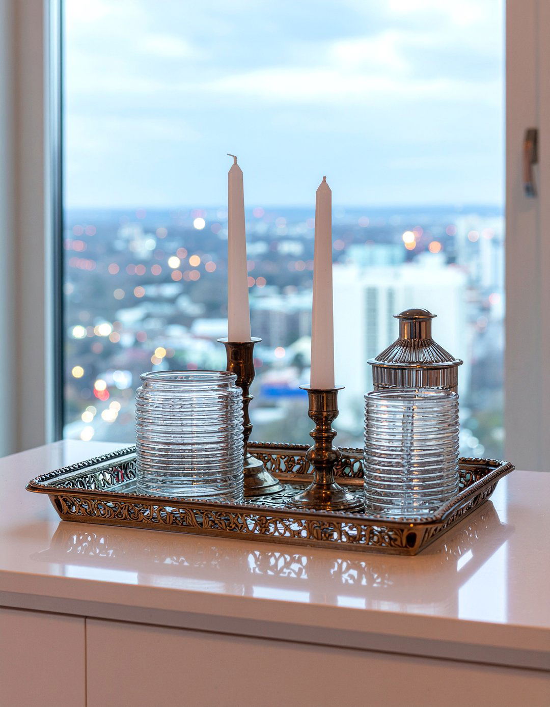 Vintage Silver Tray - 30 bedroom candle holders
