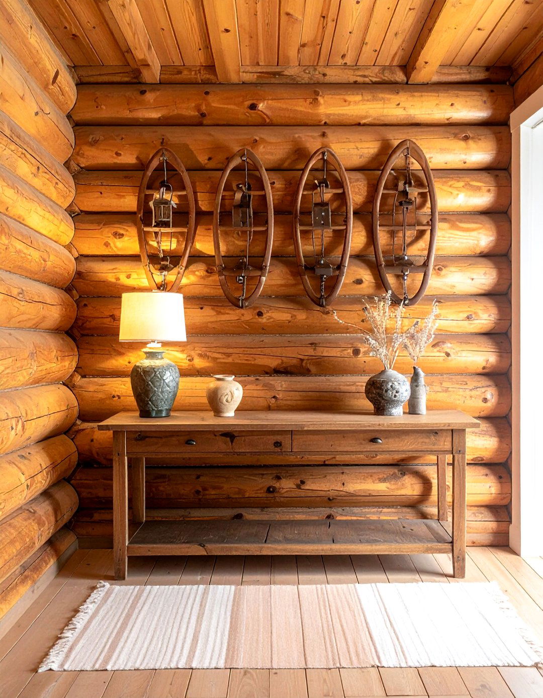 Vintage Snowshoe Wall Display - 30 cabin decor ideas