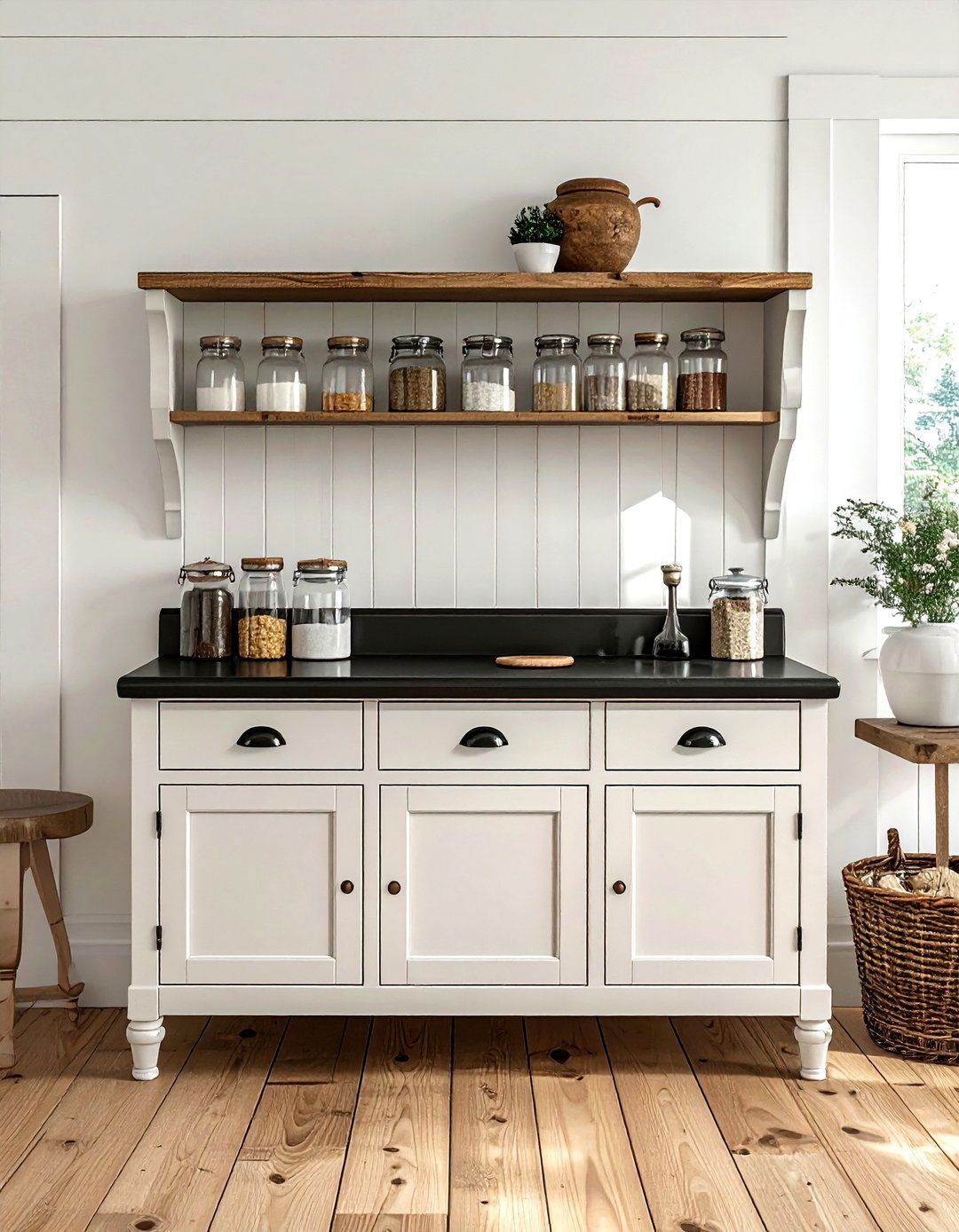 Vintage Style Baking Cupboard - 30 kitchen baking center ideas