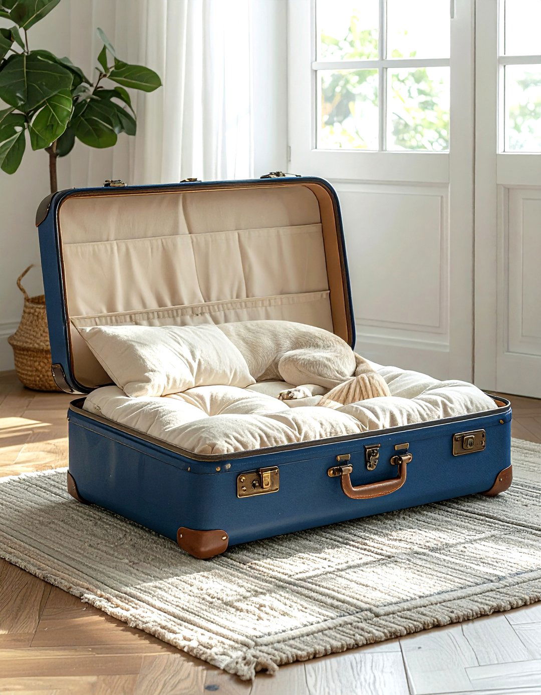 Vintage Suitcase Dog Bed - 30 upcycled decor ideas