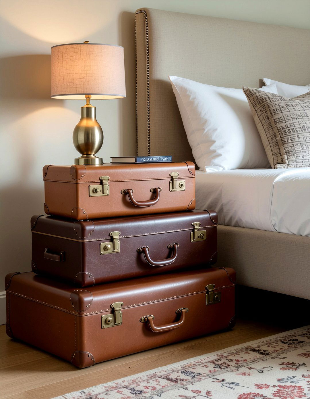 Vintage Suitcase Nightstand - 30 cheap bedroom furniture ideas