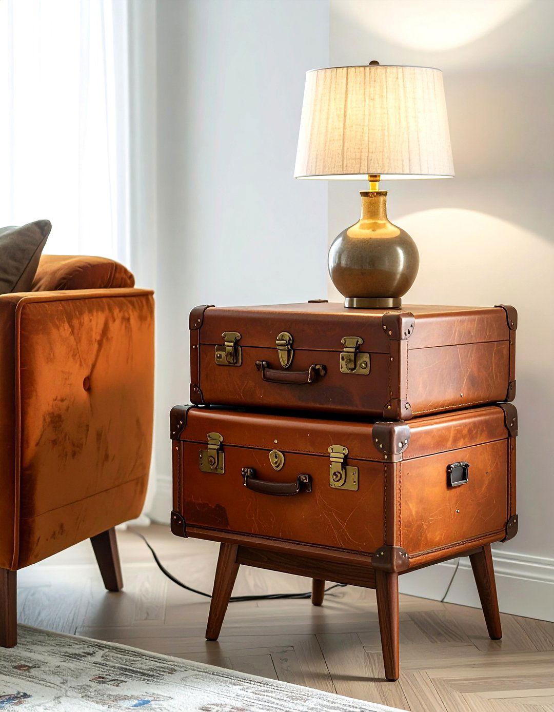 Vintage Suitcase Side Table - 30 upcycled decor ideas