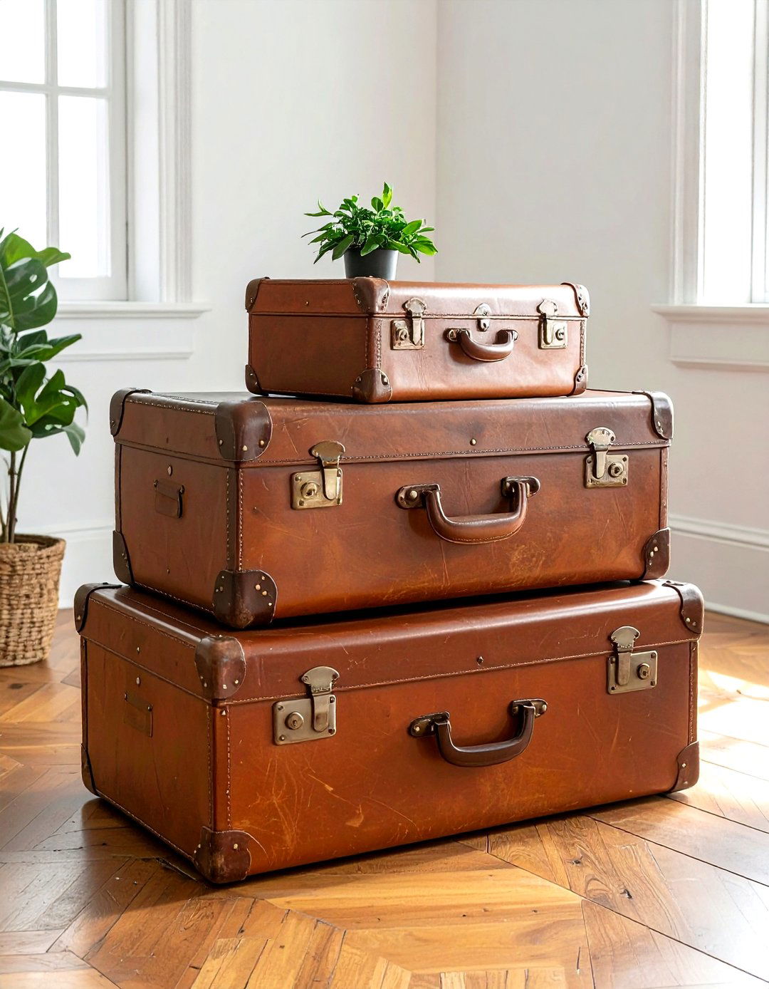 Vintage Suitcase Stack Corner - 30 antique decor ideas