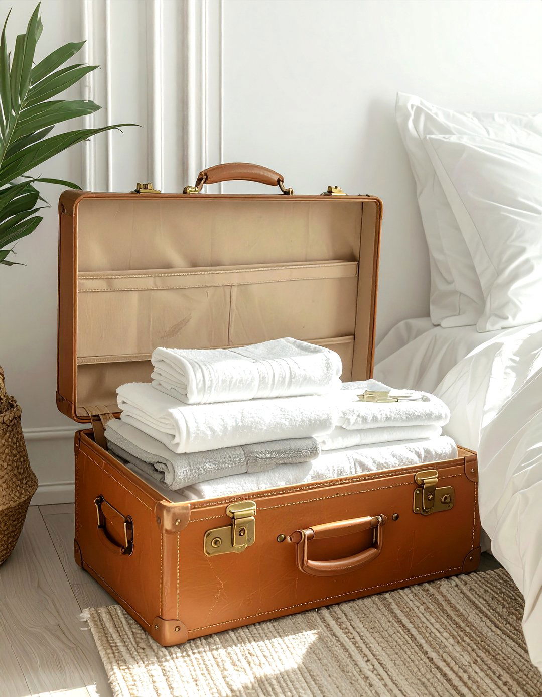 Vintage Suitcase Storage - 30 bathroom under bed storage ideas
