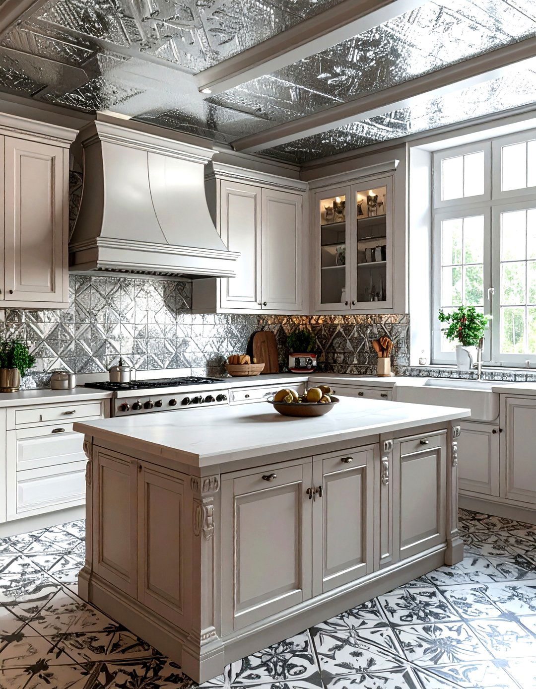 Vintage Tin Tile Kitchen - 30 metal kitchen ideas