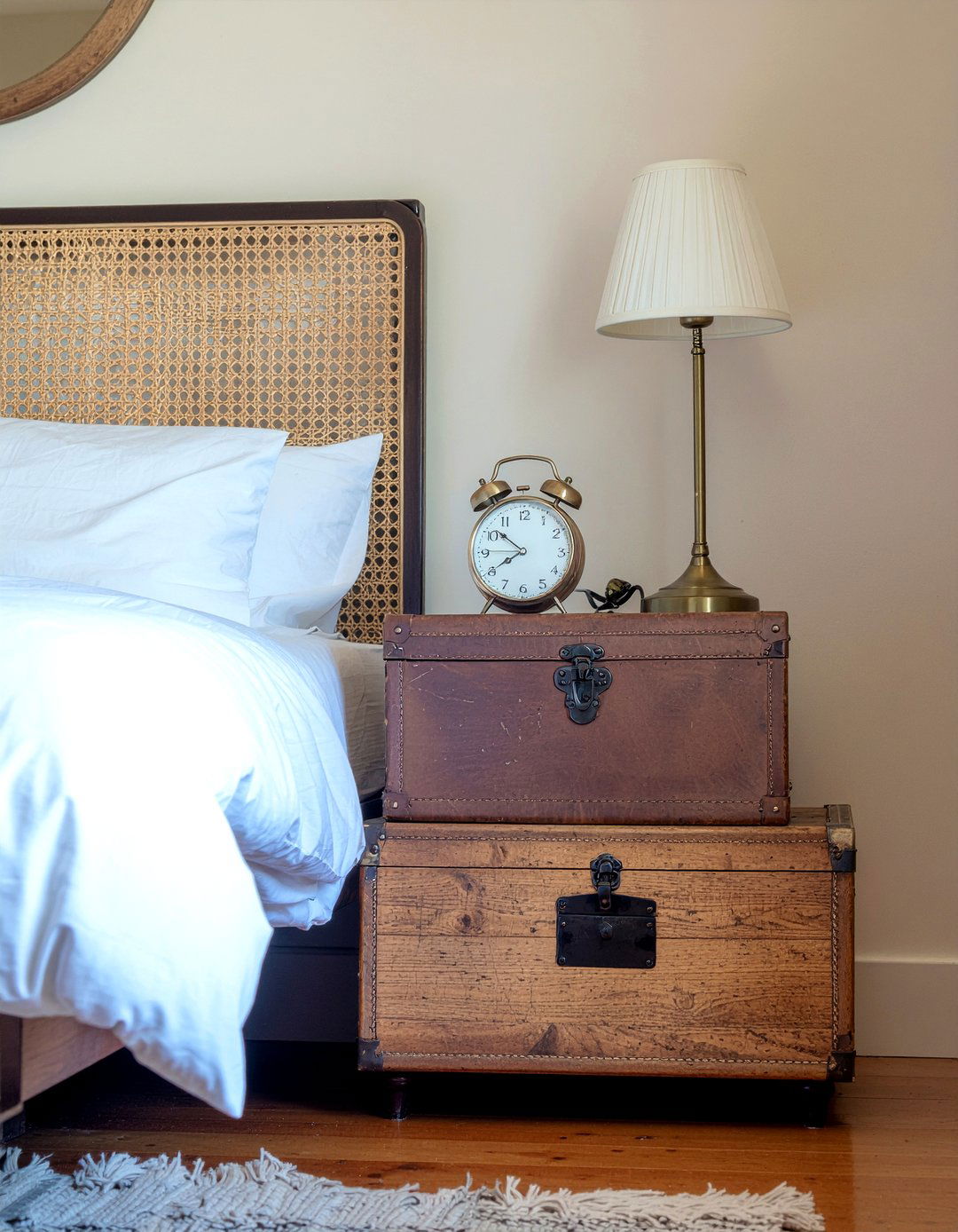 Vintage Travel Trunk Nightstand - 30 safari bedroom ideas