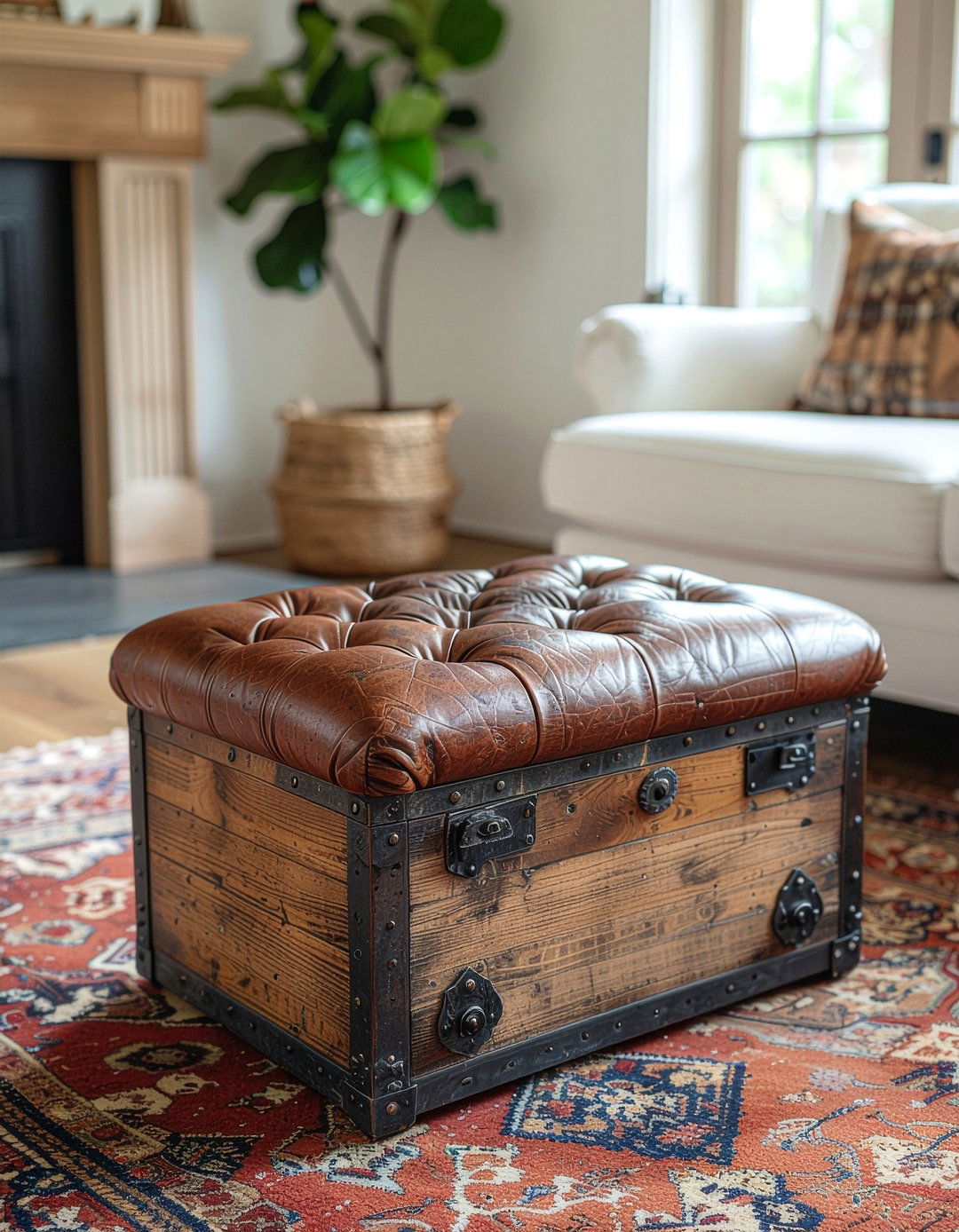 Vintage Trunk Footstool - 30 living room footstool ideas