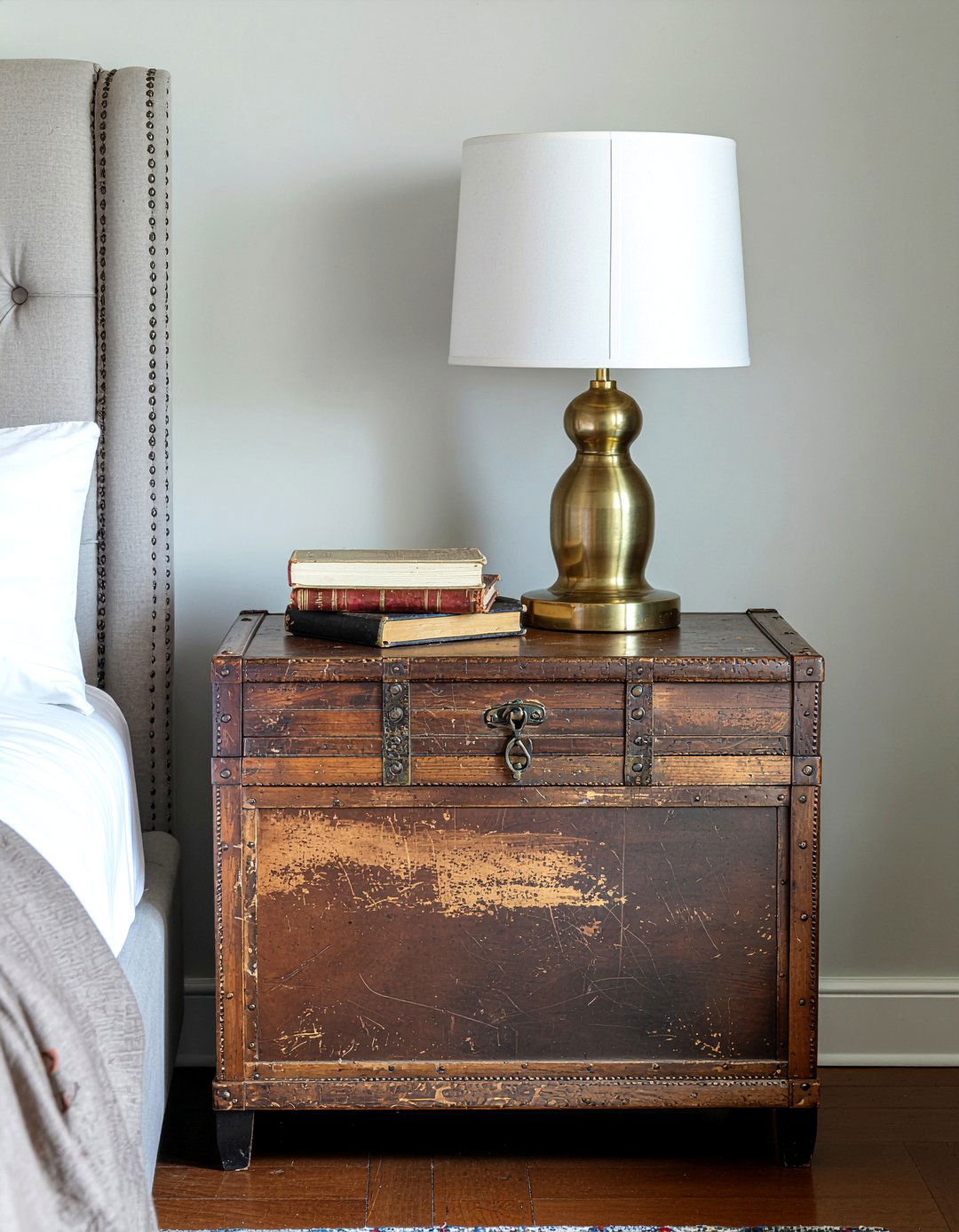Vintage Trunk Nightstand - 30 vintage bedroom ideas