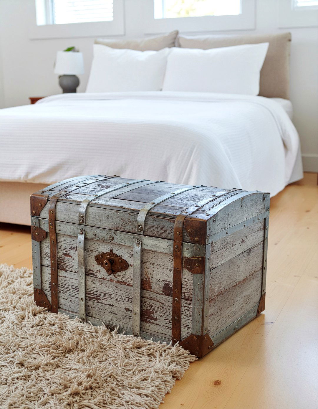 Vintage Trunk Storage - 30 industrial bedroom ideas