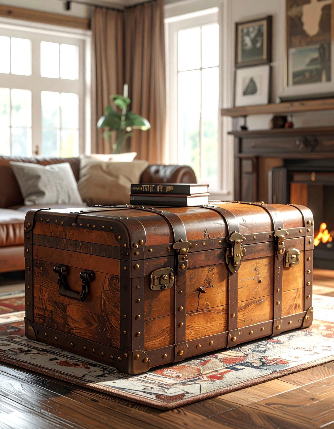 Vintage Trunk Storage - 30 living room cabinet storage ideas