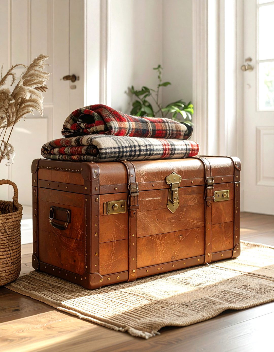 Vintage Trunk Storage - 30 small entryway ideas