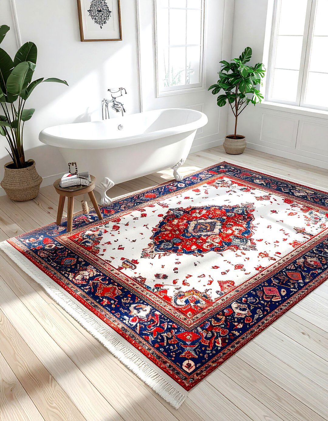 Vintage Turkish rug - 30 vintage bathroom ideas