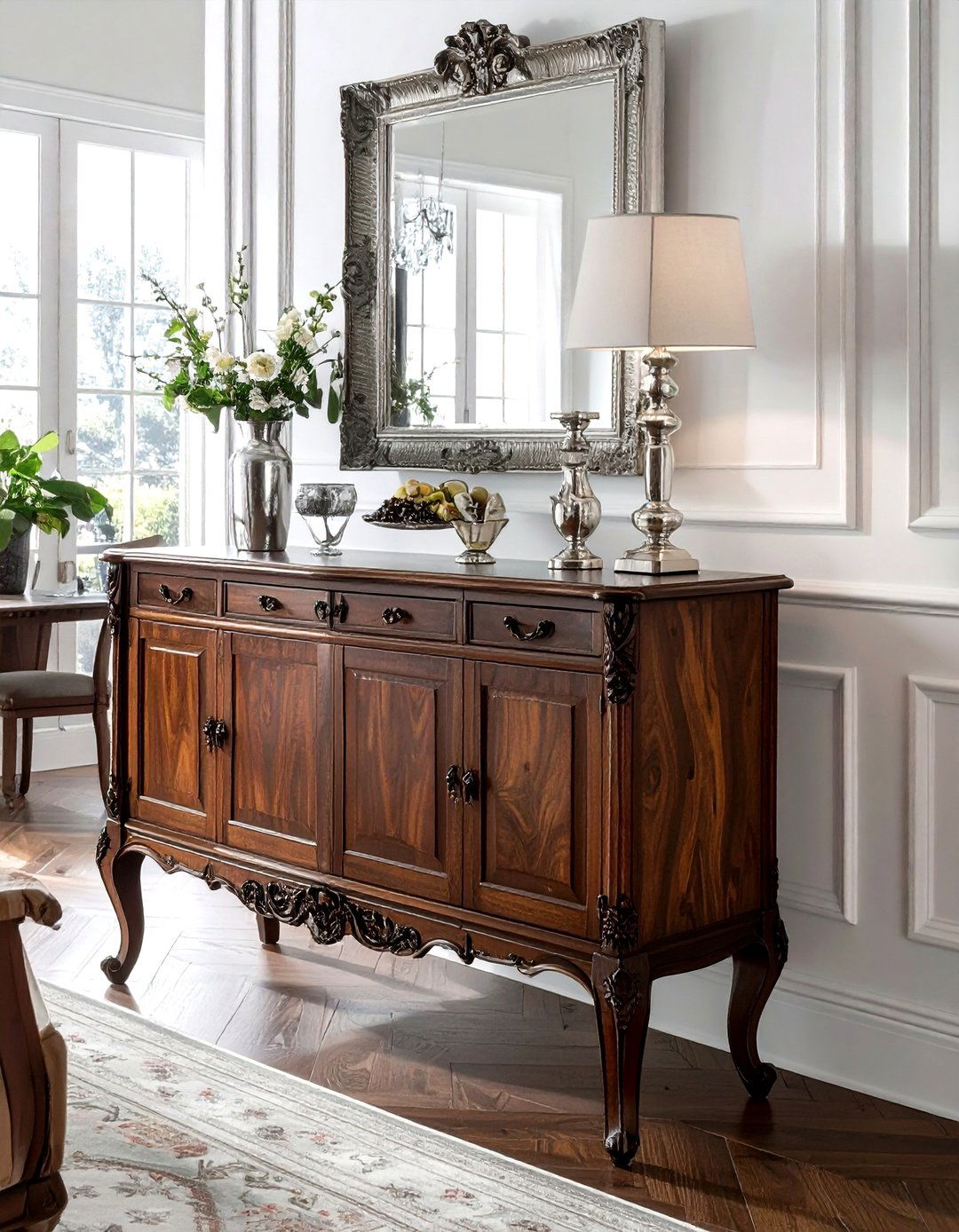 Vintage Wood Buffet - 30 dining room credenza ideas