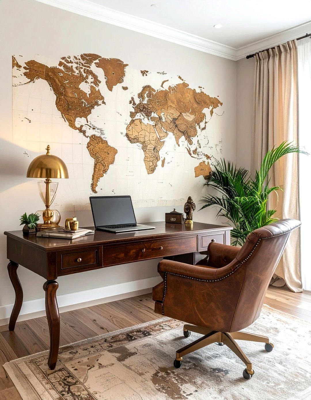 Vintage World Map Wall - 30 world traveler decor ideas