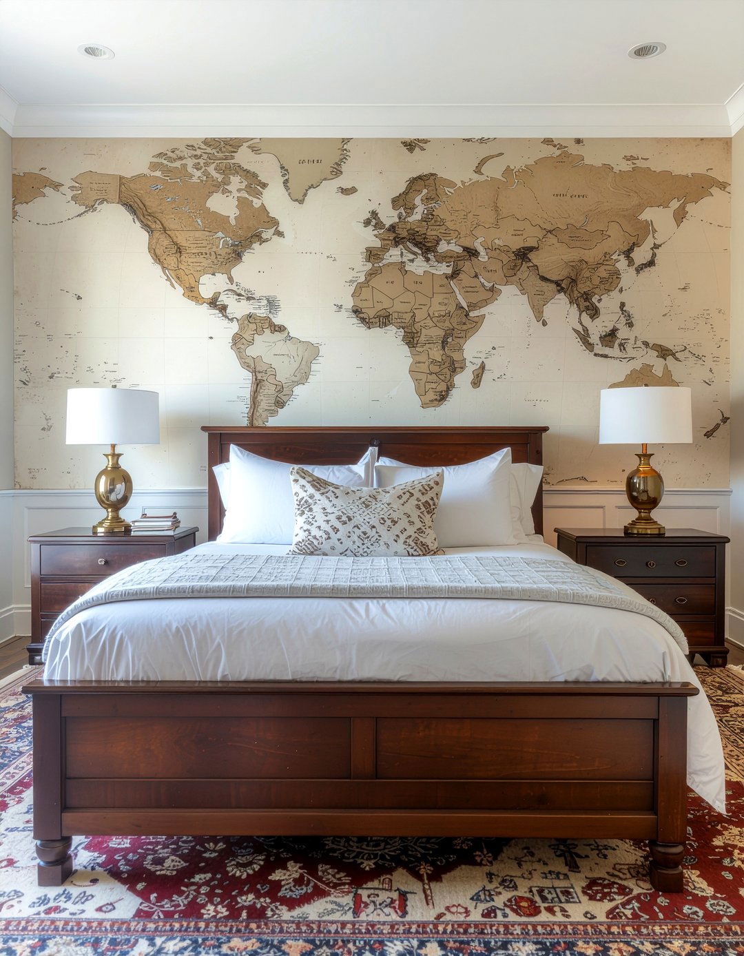 Vintage World Map Wallpaper - 30 world map bedroom ideas