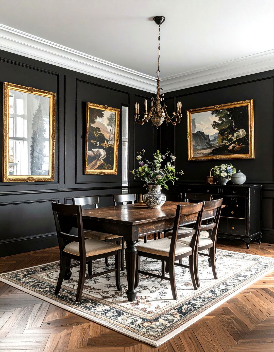 Vintage black dining room - 30 dark black dining room ideas