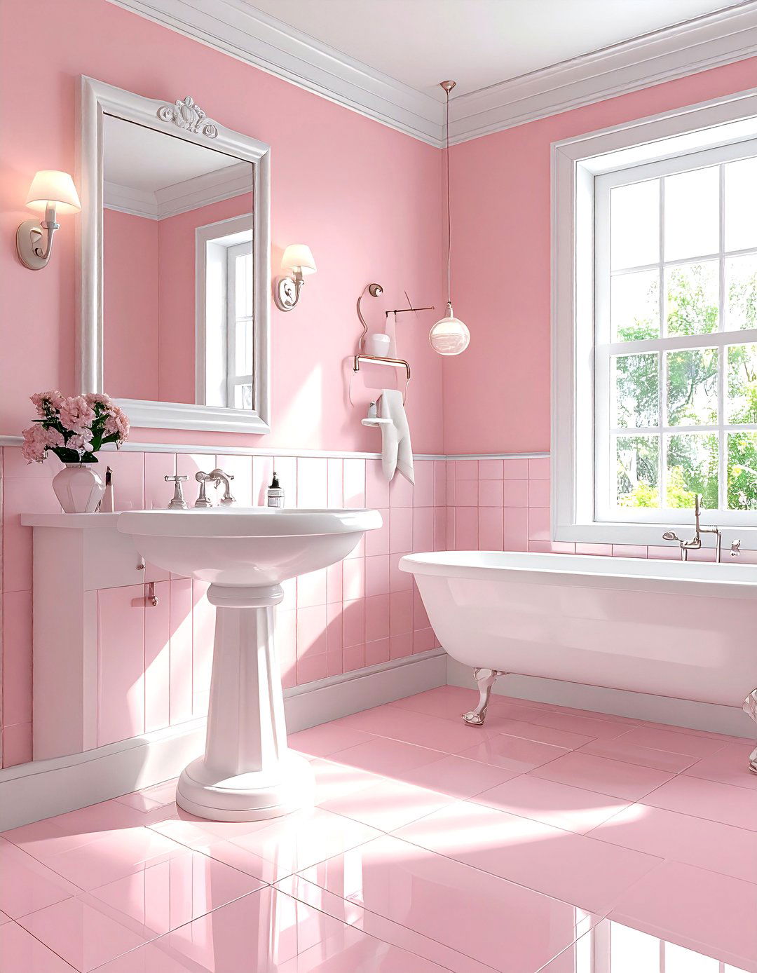 Vintage blush bathroom - 30 blush and white bathroom ideas