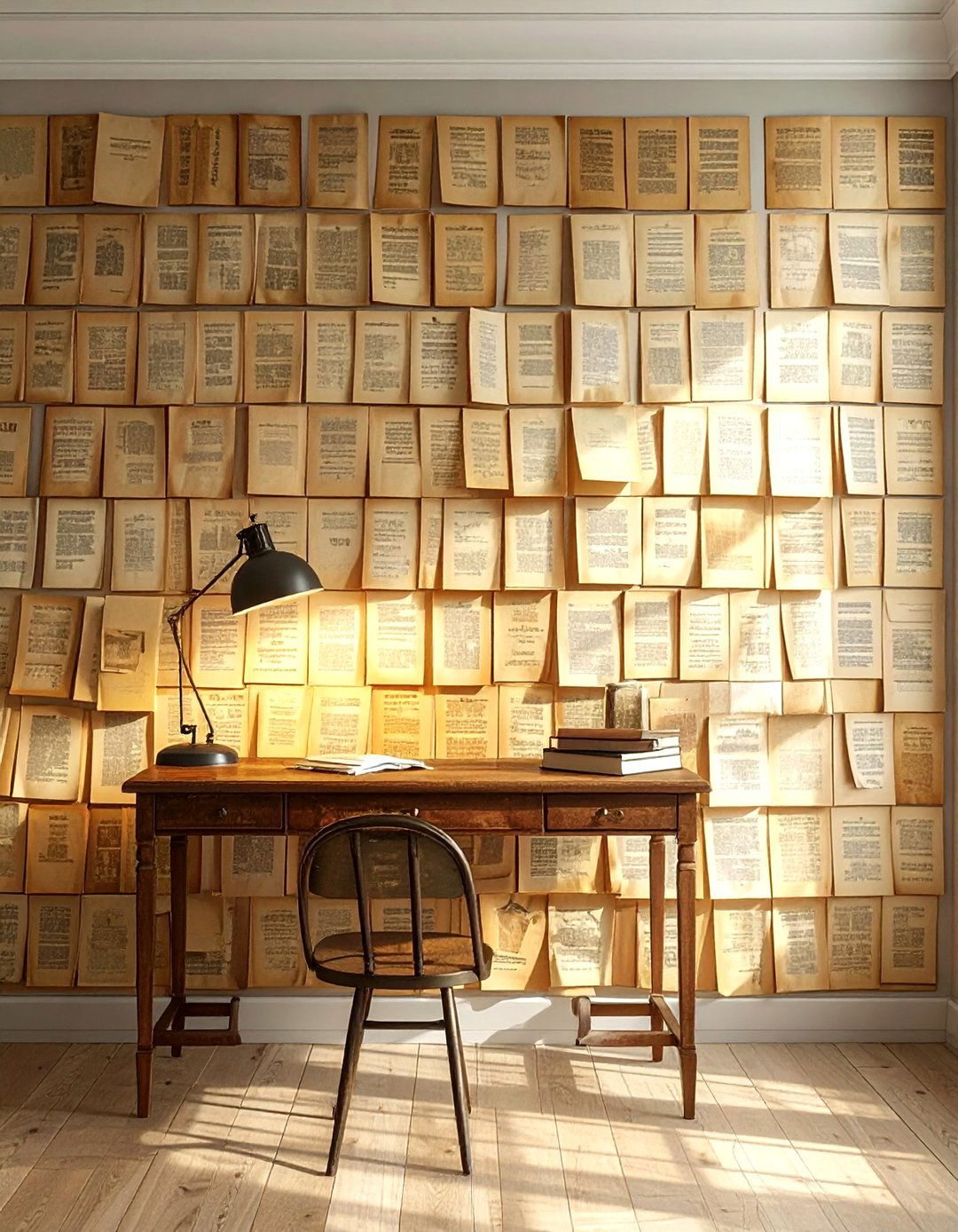 Vintage book wall covering - 30 repurposed decor ideas