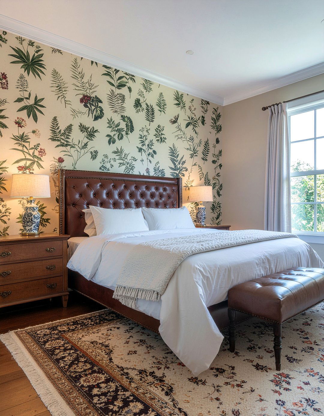 Vintage botanical print wallpaper - 30 bedroom botanical wallpapers