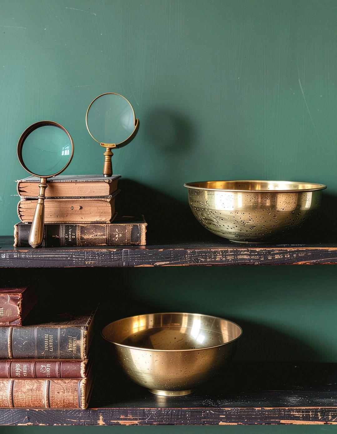 Vintage brass object - 30 floating shelf decor ideas