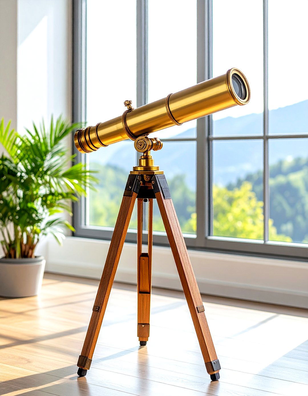 Vintage brass telescope on tripod - 30 curiosity decor ideas
