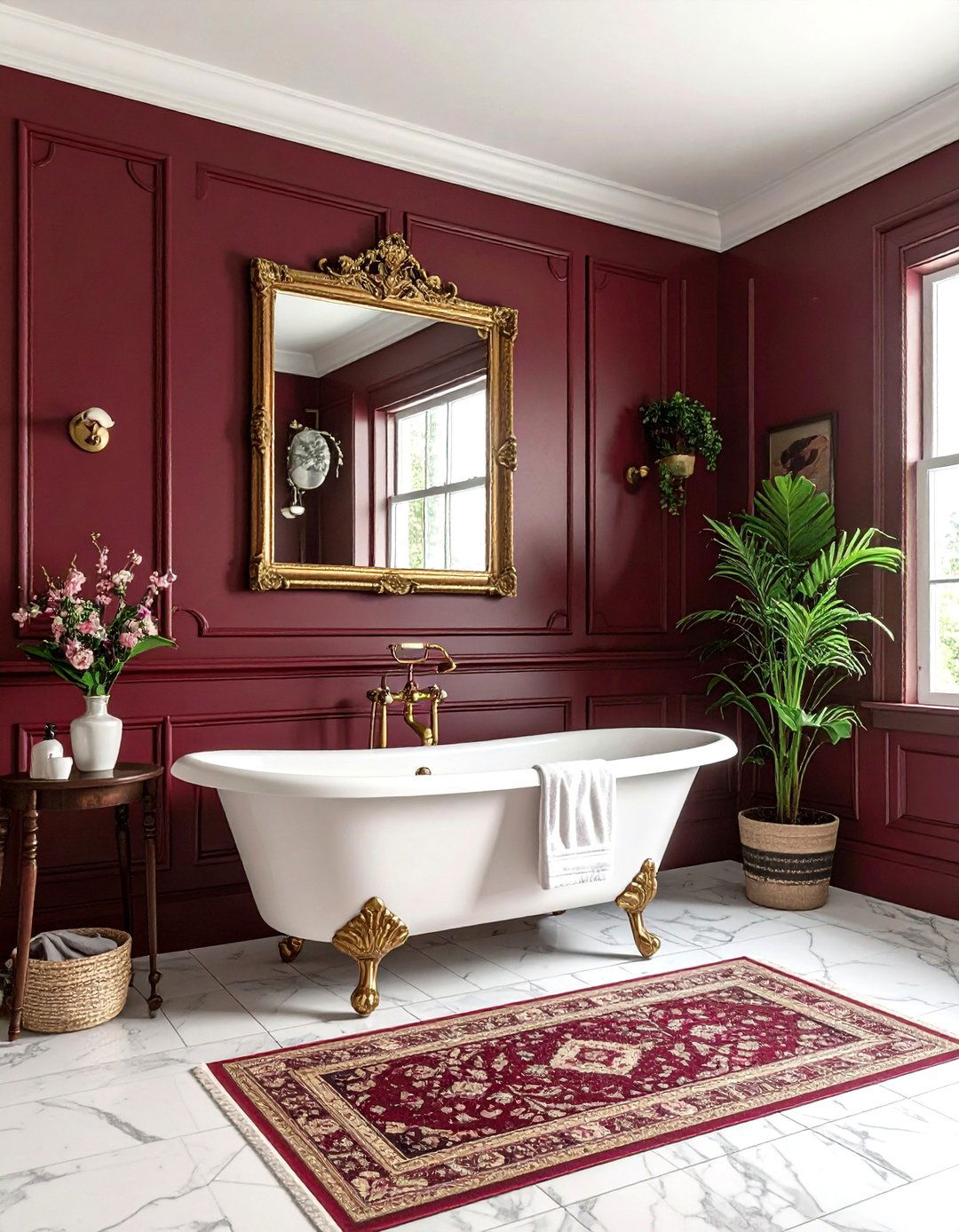 Vintage burgundy bathroom - 30 burgundy bathroom ideas