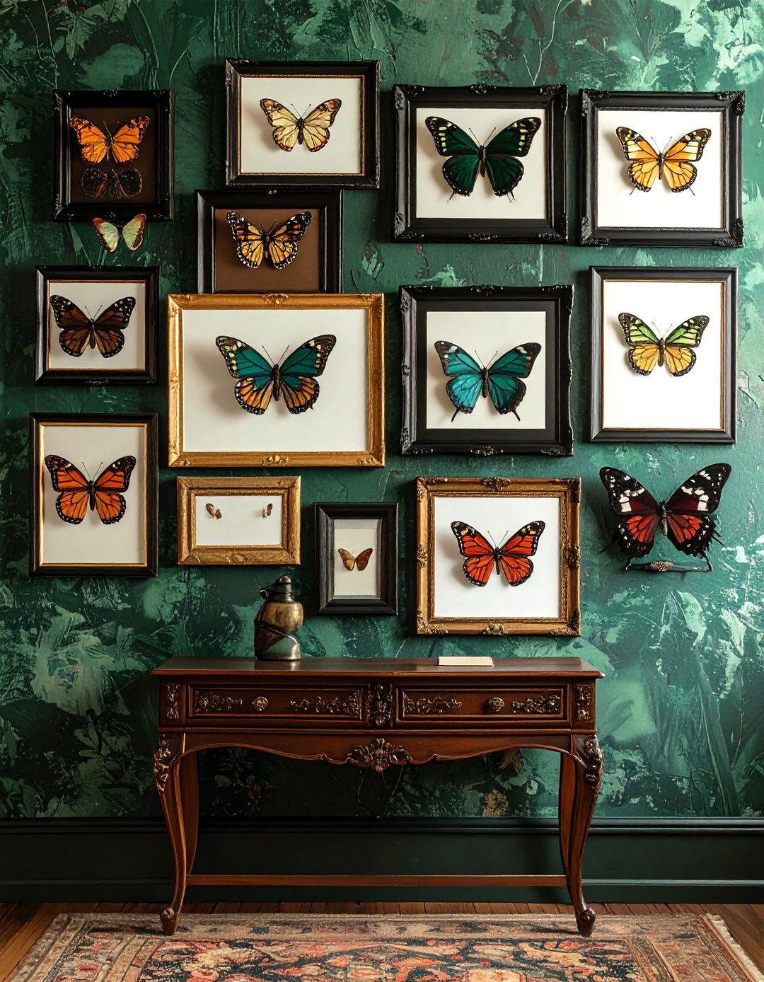 Vintage butterfly frame wall - 30 curiosity decor ideas