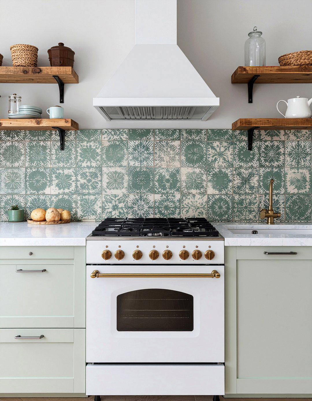 Vintage cement tile kitchen - 30 encaustic tile kitchen backsplash ideas
