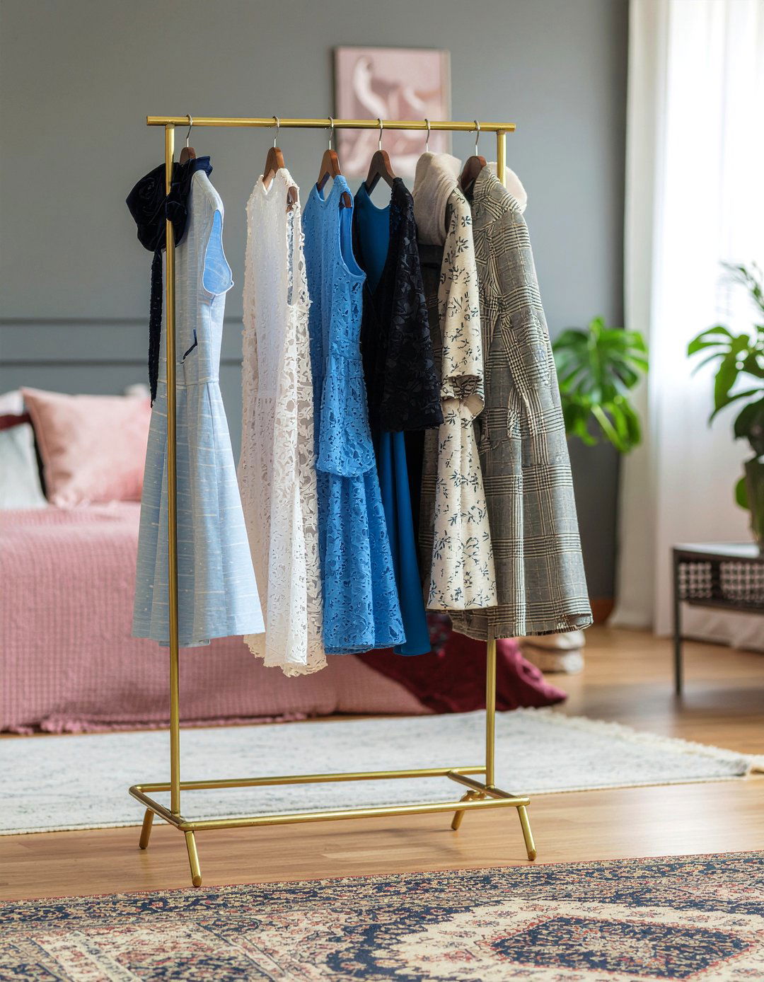 Vintage clothing rack - 30 bedroom hobby display ideas