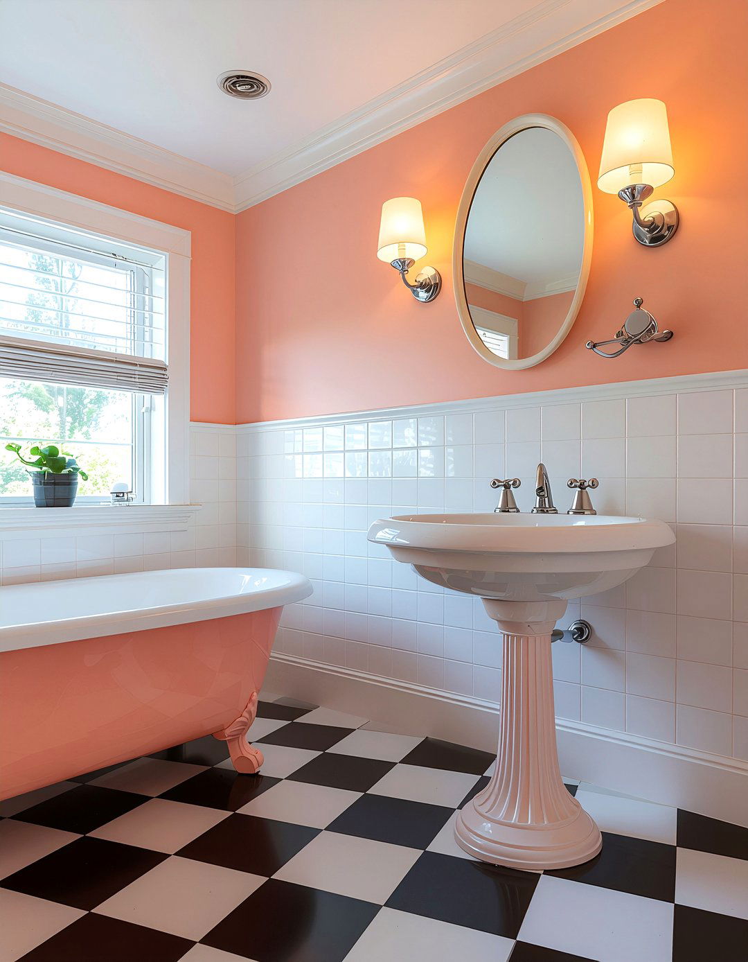 Vintage coral bathroom - 30 coral bathroom ideas