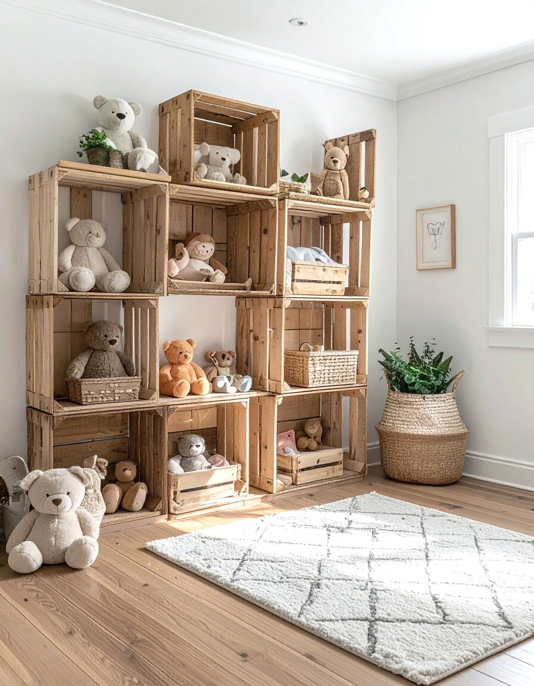 Vintage crate nursery shelving - 30 nursery shelf ideas