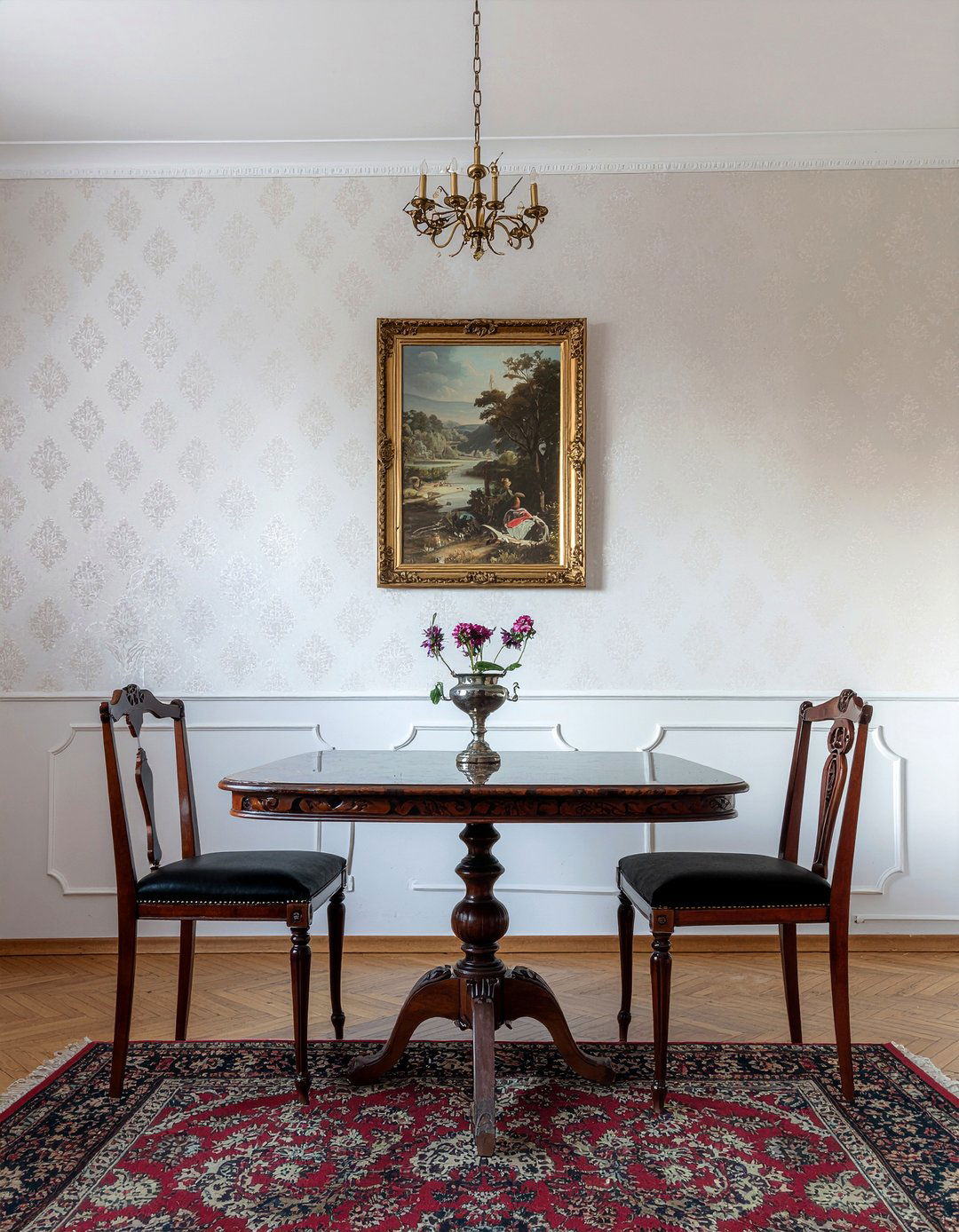 Vintage damask wallpaper style - 30 damask wallpaper dining room ideas