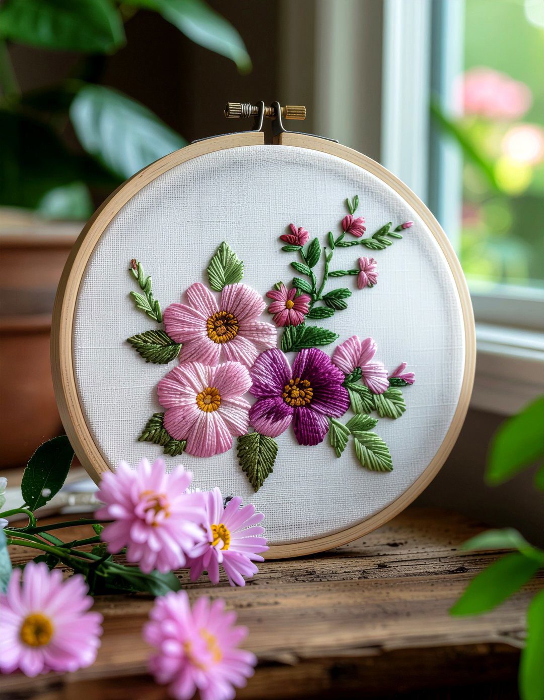 Vintage embroidery hoop - 30 embroidered living room ideas