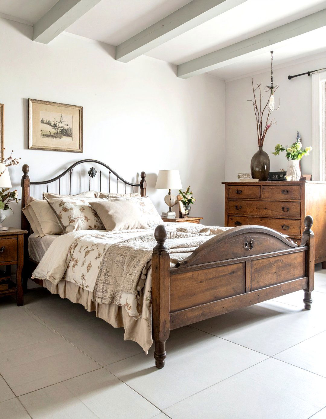 Vintage farmhouse bedroom - 30 farmhouse beige bedroom ideas