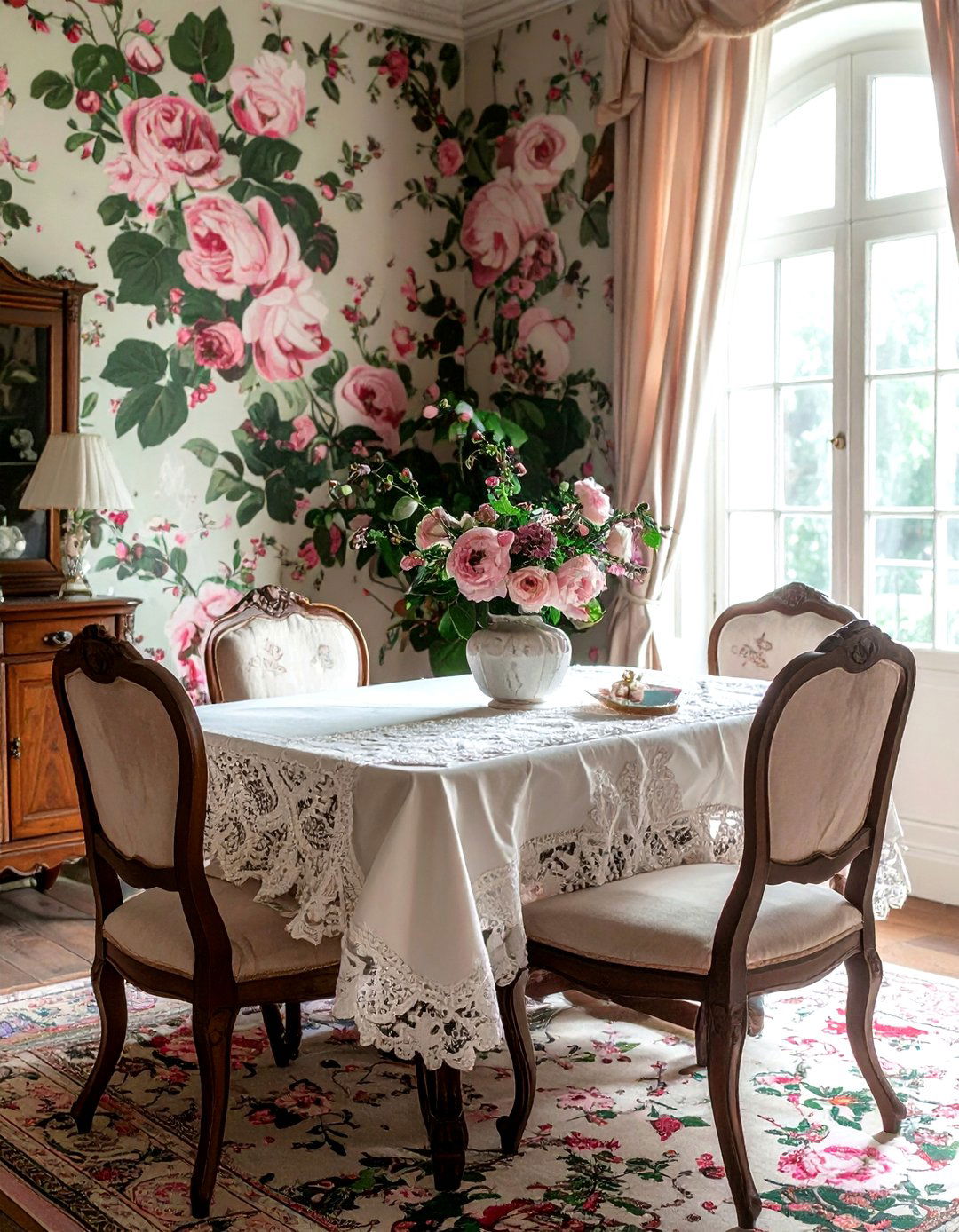 Vintage floral wallpaper dining room - 30 vintage dining room ideas