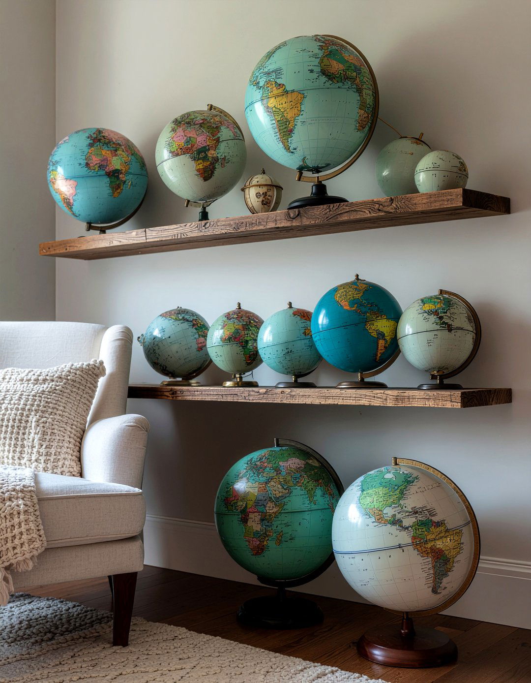 Vintage globe collection - 30 travel themed bedroom ideas