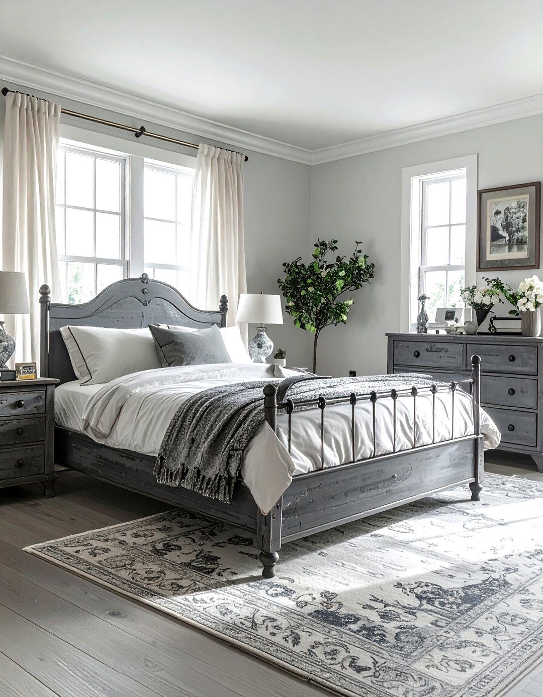 Vintage gray farmhouse bedroom - 30 farmhouse gray bedroom ideas