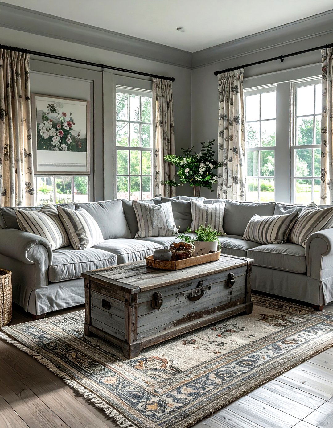 Vintage gray farmhouse living room - 30 farmhouse gray living room ideas