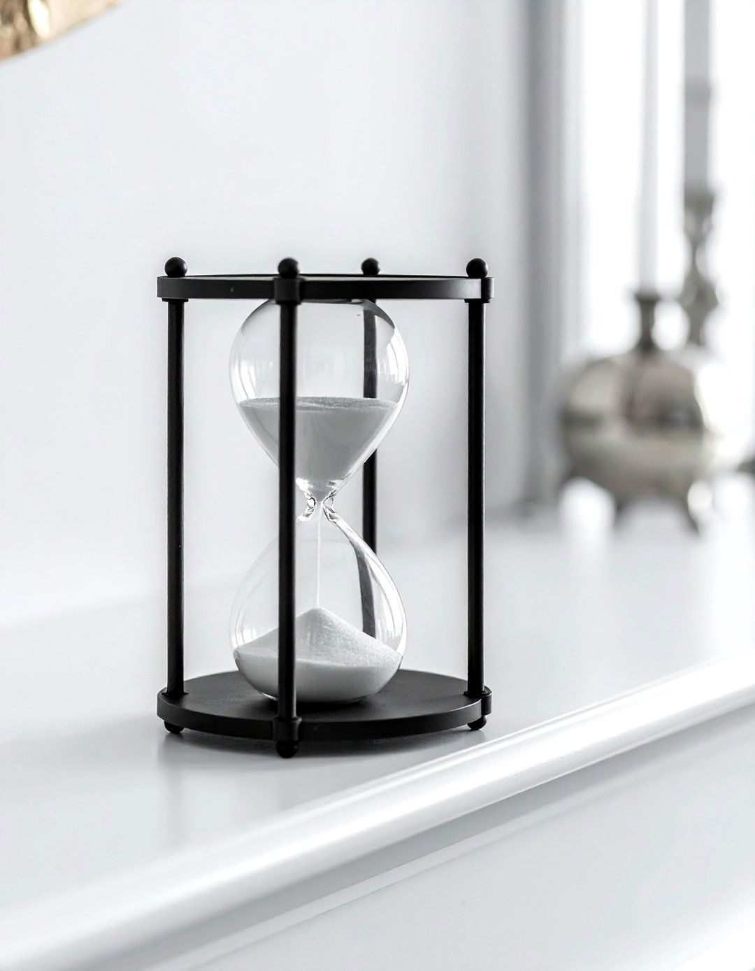 Vintage hourglass on mantle - 30 curiosity decor ideas