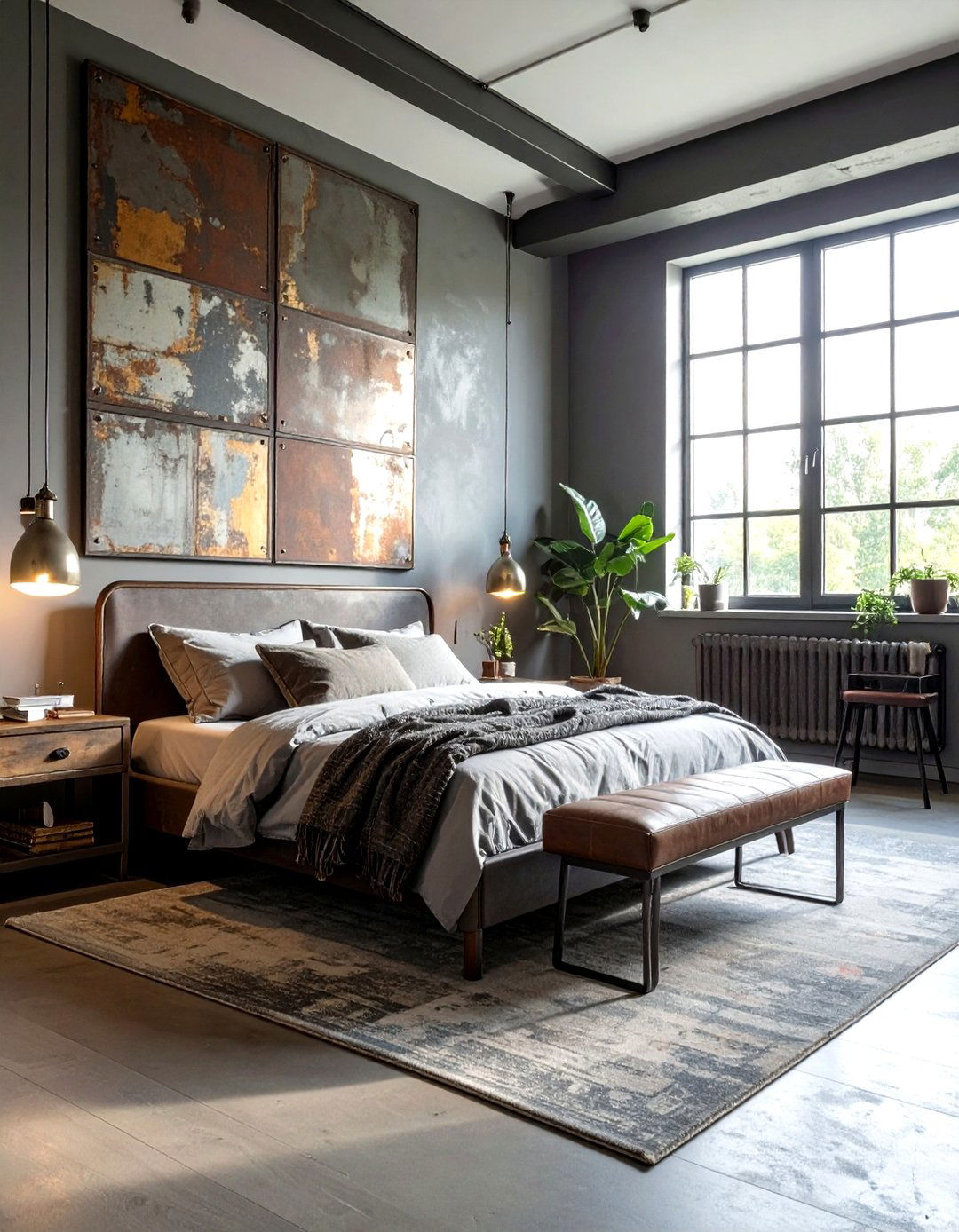 Vintage industrial bedroom - 30 industrial grey bedroom ideas