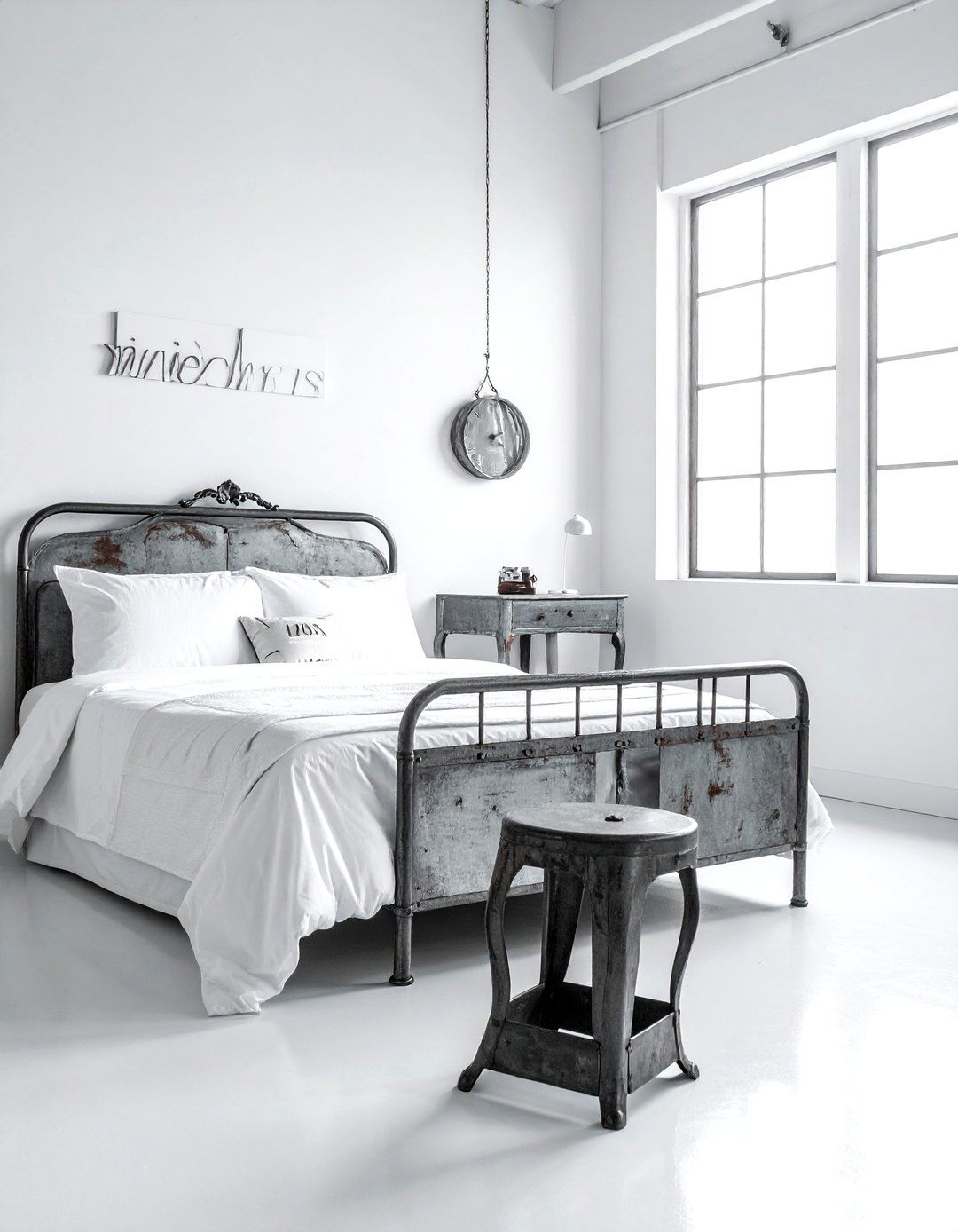 Vintage industrial white bedroom - 30 industrial white bedroom ideas
