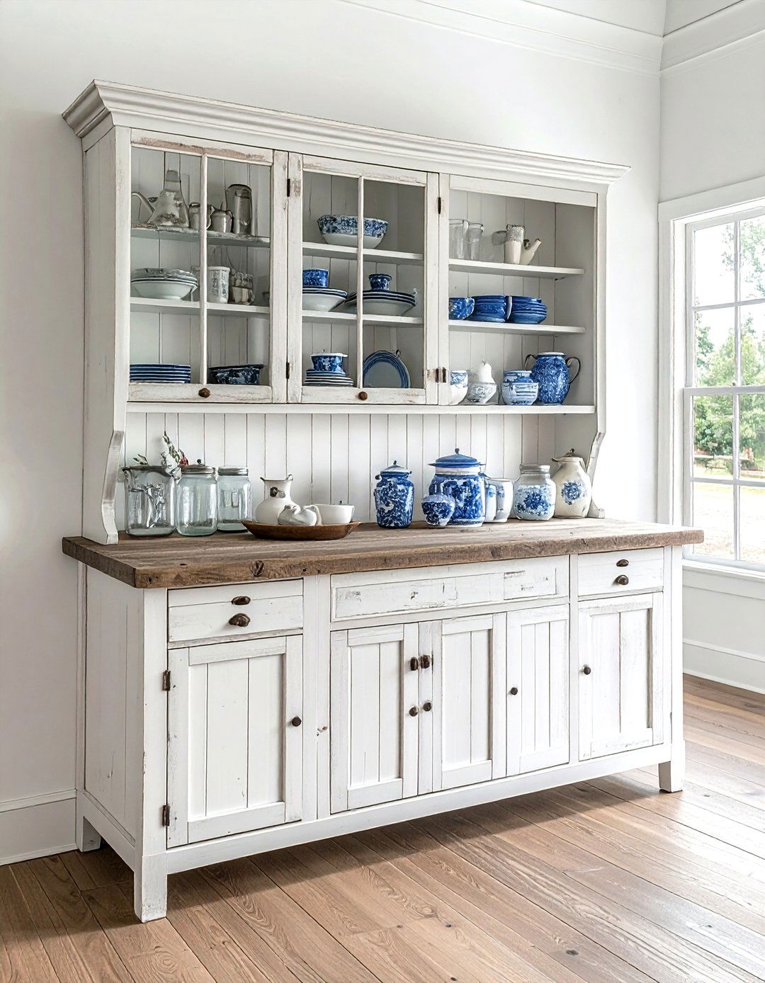 Vintage kitchen hutch - 30 cottage home decor ideas