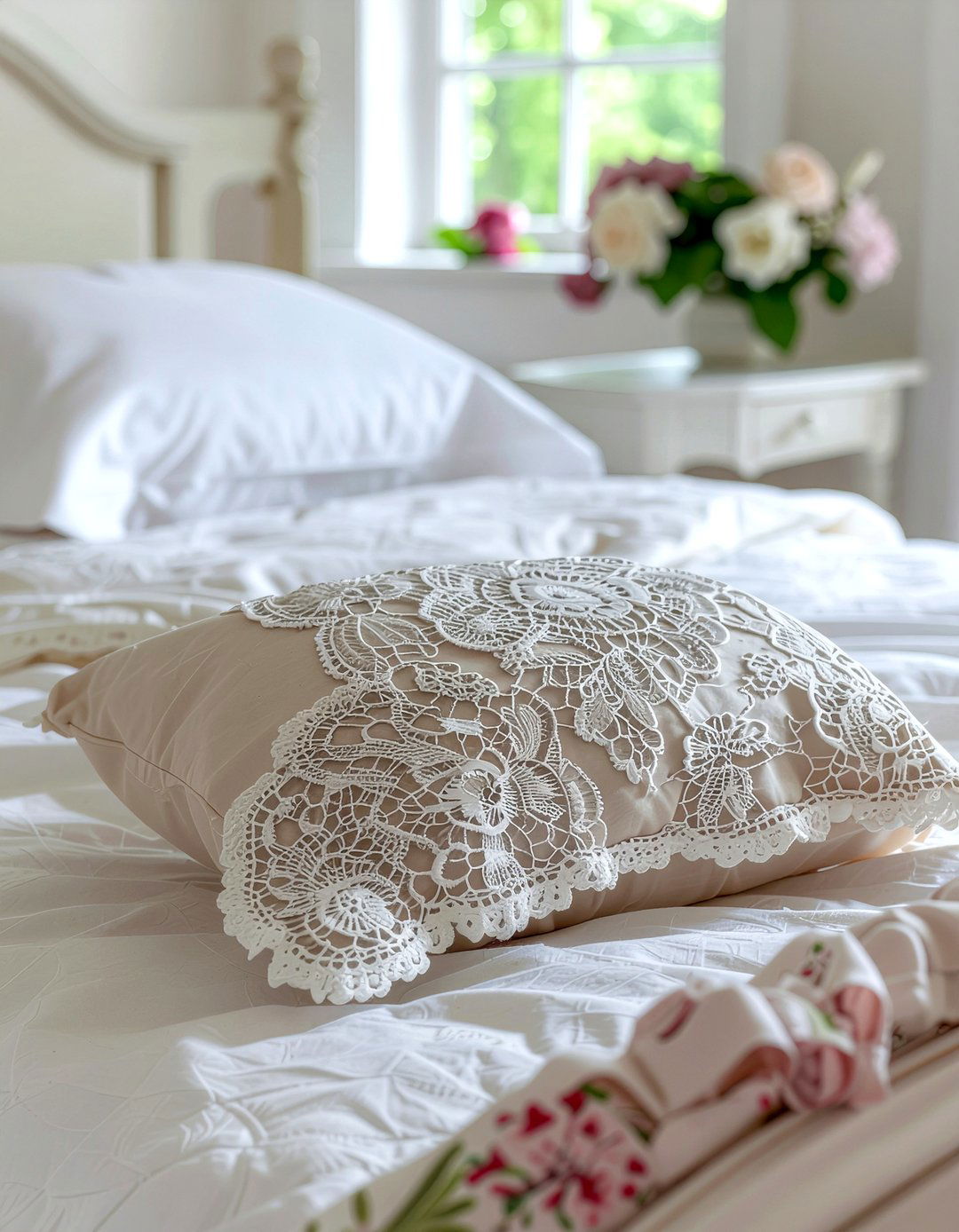 Vintage lace bolster pillow - 30 bedroom bolster pillows