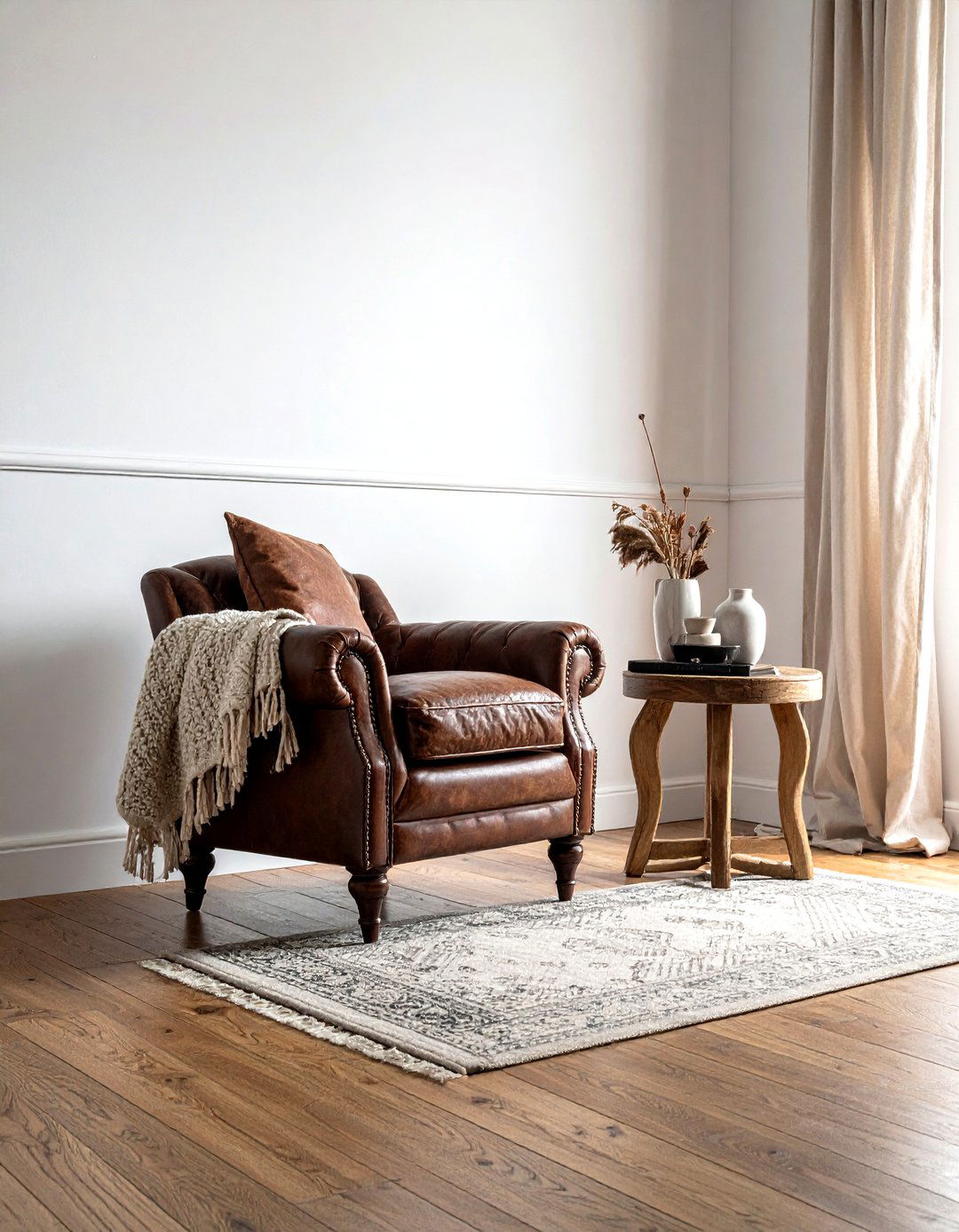 Vintage leather armchair - 30 living room statement piece ideas
